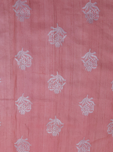 Multi Colour-Coral Pink Banarasi Tussar Silk Saree
