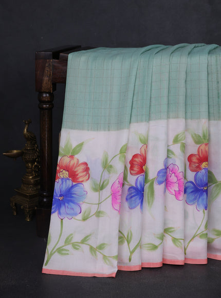 Pista Green -Off White Banarasi Tussar Silk Saree