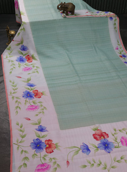 Pista Green -Off White Banarasi Tussar Silk Saree