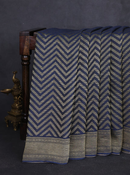 Blue Banarasi Crepe Saree