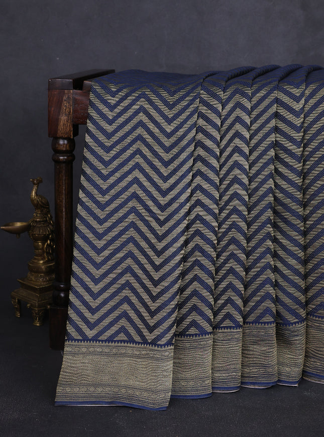 Blue Banarasi Crepe Saree
