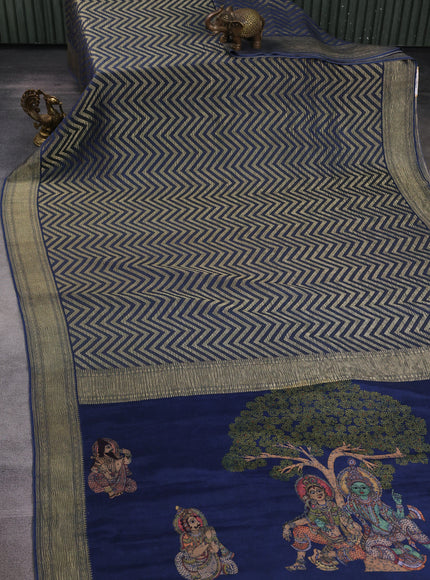 Blue Banarasi Crepe Saree