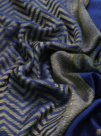 Blue Banarasi Crepe Saree