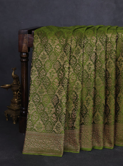 Mehendi Green Banarasi Crepe Saree