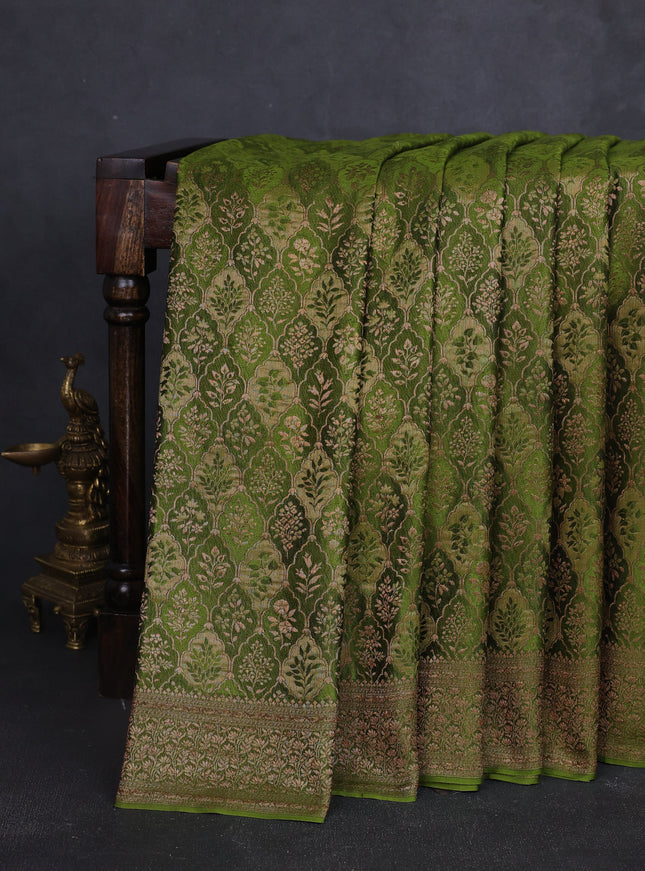 Mehendi Green Banarasi Crepe Saree