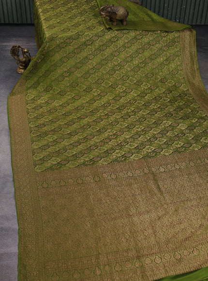 Mehendi Green Banarasi Crepe Saree