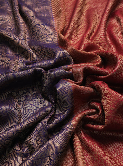 Dark Blue -Maroon Banarasi Crepe Saree