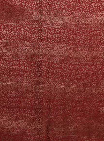 Bottle Green - Maroon Banarasi Crepe Silk Saree