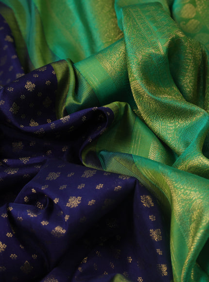 Royal Blue - Green Pure Kanchipuram Silk Saree