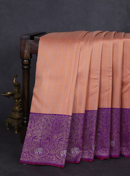 Peach -Purple Pure Kanchipuram Silk Saree