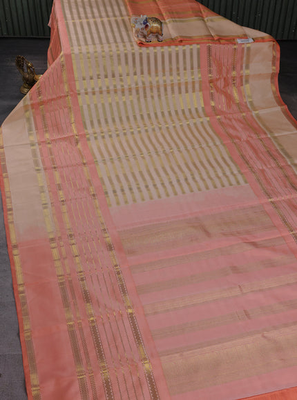 Peach -Pale Orange Pure Kanchipuram Silk Saree