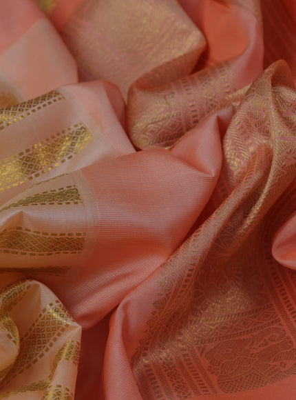 Peach -Pale Orange Pure Kanchipuram Silk Saree