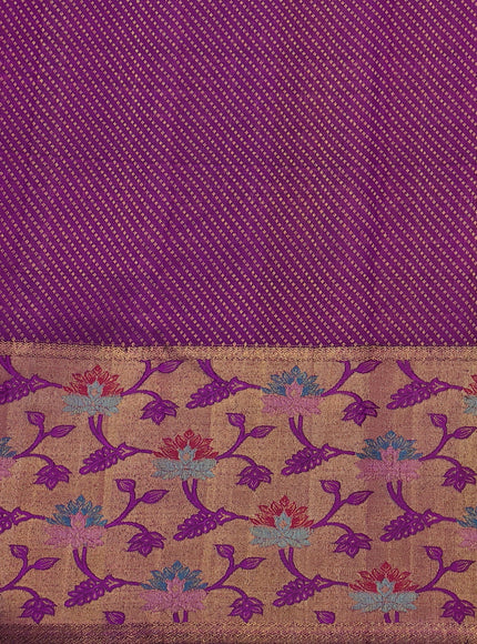 Off White - Purple Pure Kanchipuram Silk Saree