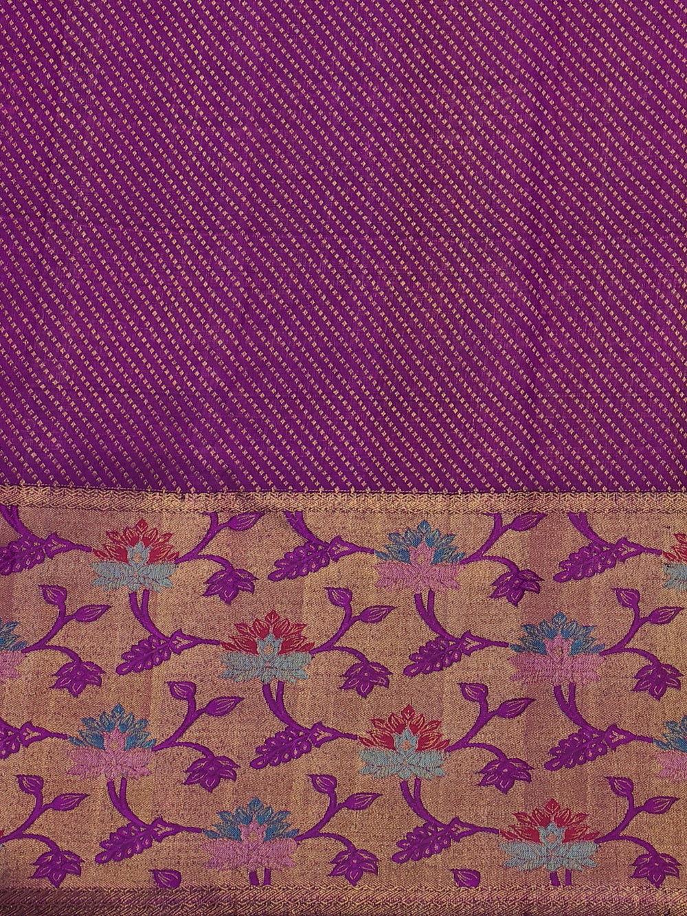 Off White - Purple Pure Kanchipuram Silk Saree