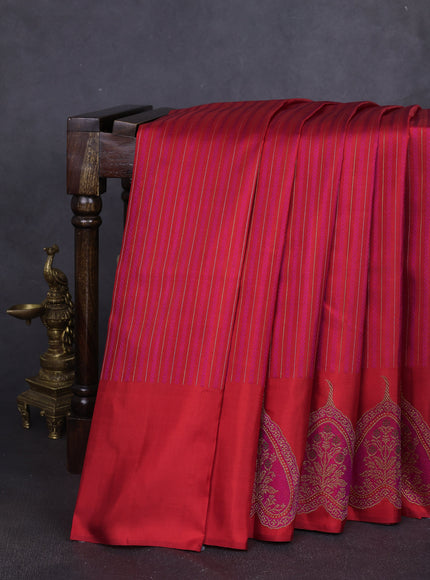 Red - Beige Pure Kanchipuram Silk Saree