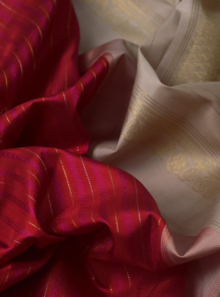 Red - Beige Pure Kanchipuram Silk Saree
