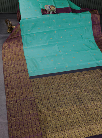 Light Blue - Purple Pure Kanchipuram Silk Saree