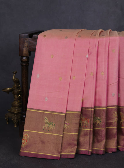 Dual Tone Pink - Purple Pure Kanchipuram Silk Saree