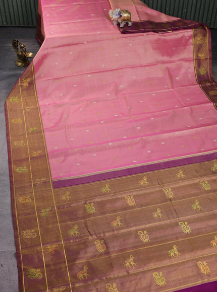 Dual Tone Pink - Purple Pure Kanchipuram Silk Saree