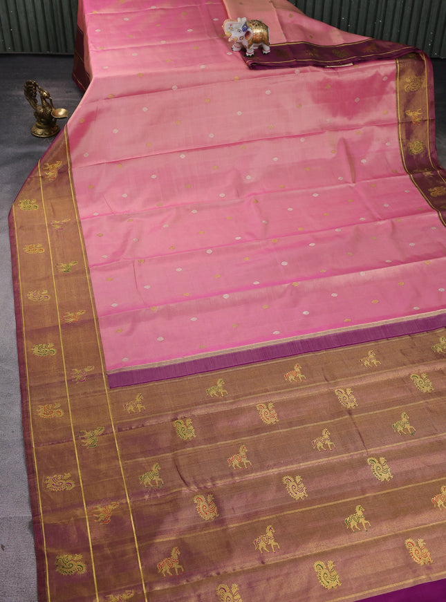 Dual Tone Pink - Purple Pure Kanchipuram Silk Saree