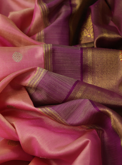 Dual Tone Pink - Purple Pure Kanchipuram Silk Saree