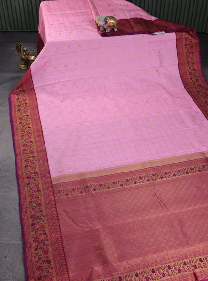 Light Pink- Pink Pure Kanchipuram Silk Saree