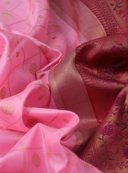 Light Pink- Pink Pure Kanchipuram Silk Saree