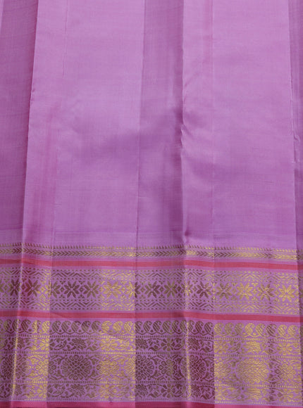 Red - Lilac Pure Kanchipuram Silk Saree