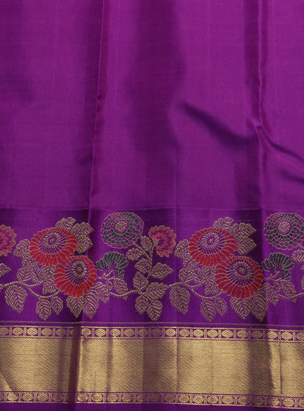 Teal Green -Purple Pure Kanchipuram Silk Saree