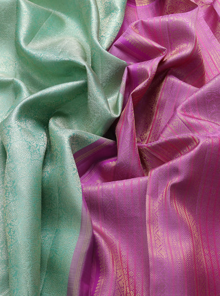 Pista Green - Purple Pure Kanchipuram Silk Saree