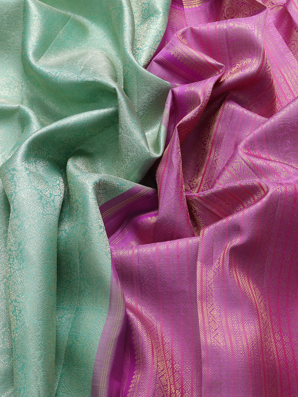 Pista Green - Purple Pure Kanchipuram Silk Saree
