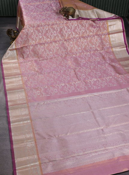 Onion Peach Pure Kanchipuram Silk Saree