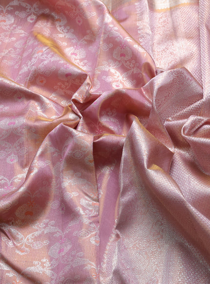 Onion Peach Pure Kanchipuram Silk Saree
