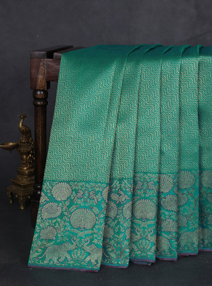 Teal Blue Pure Kanchipuram Silk Saree