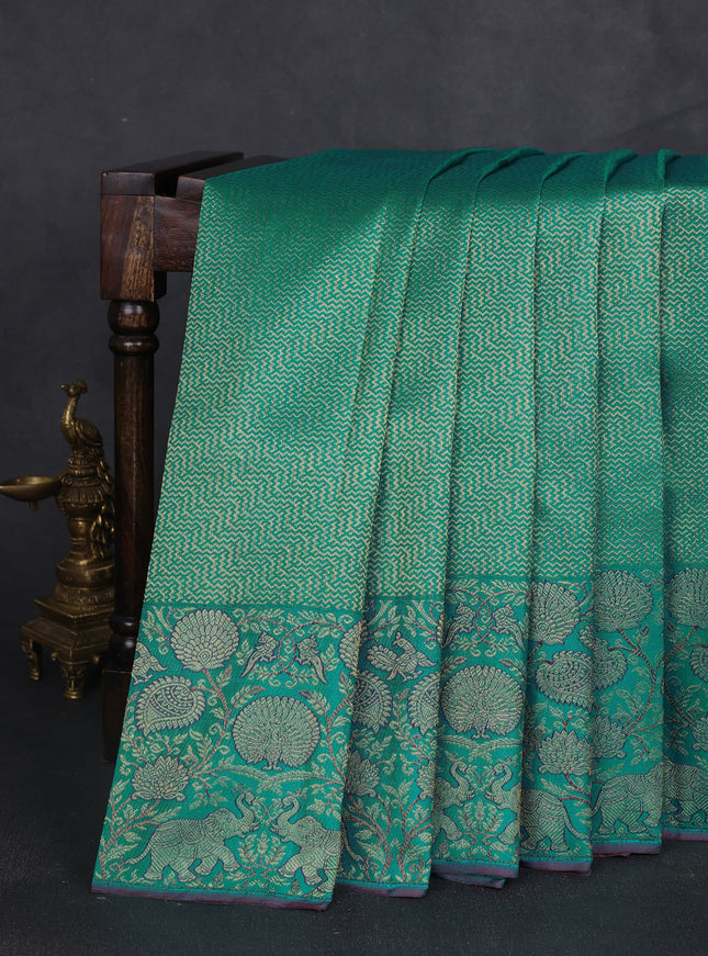 Teal Blue Pure Kanchipuram Silk Saree