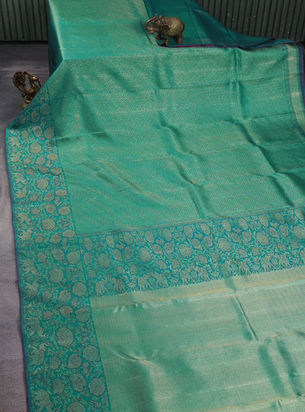 Teal Blue Pure Kanchipuram Silk Saree