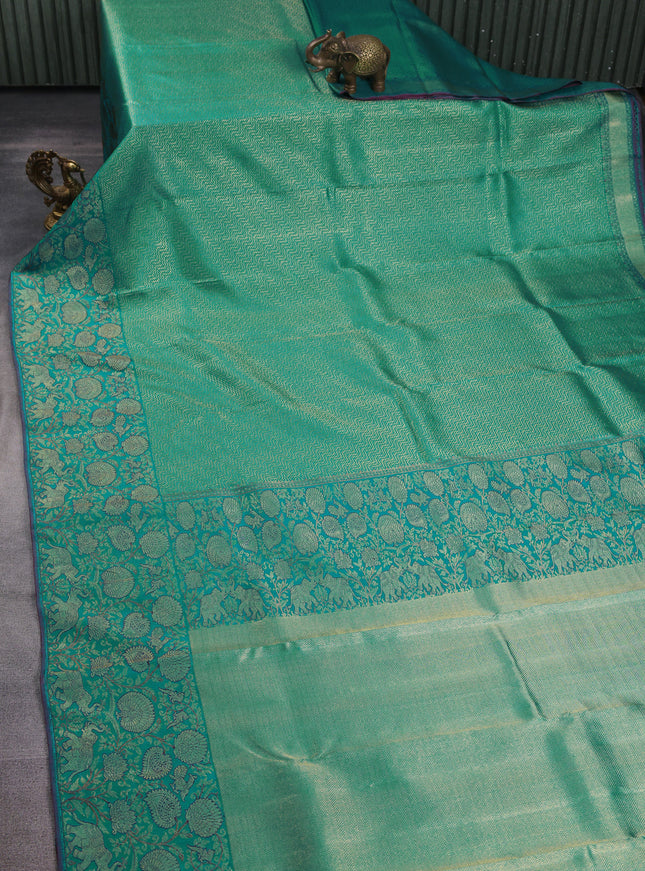 Teal Blue Pure Kanchipuram Silk Saree