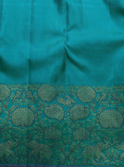 Teal Blue Pure Kanchipuram Silk Saree