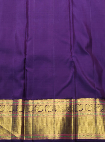 Peach - Navy Blue Pure Kanchipuram Silk Saree