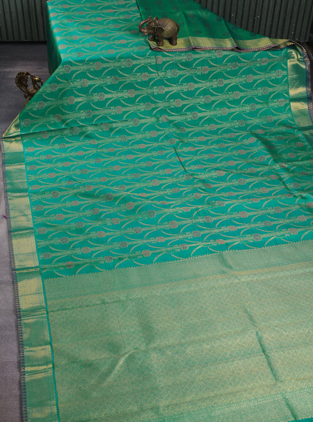 Teal Green Pure Kanchipuram Silk Saree