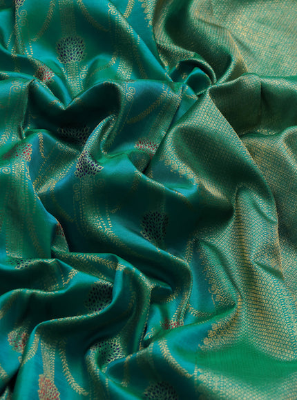 Teal Green Pure Kanchipuram Silk Saree