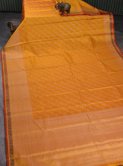 Mustard-Orange Pure Kanchipuram Silk Saree