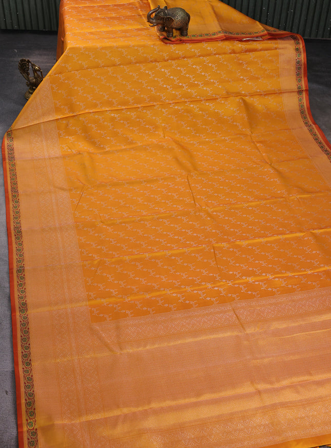 Mustard-Orange Pure Kanchipuram Silk Saree
