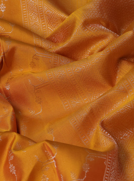Mustard-Orange Pure Kanchipuram Silk Saree