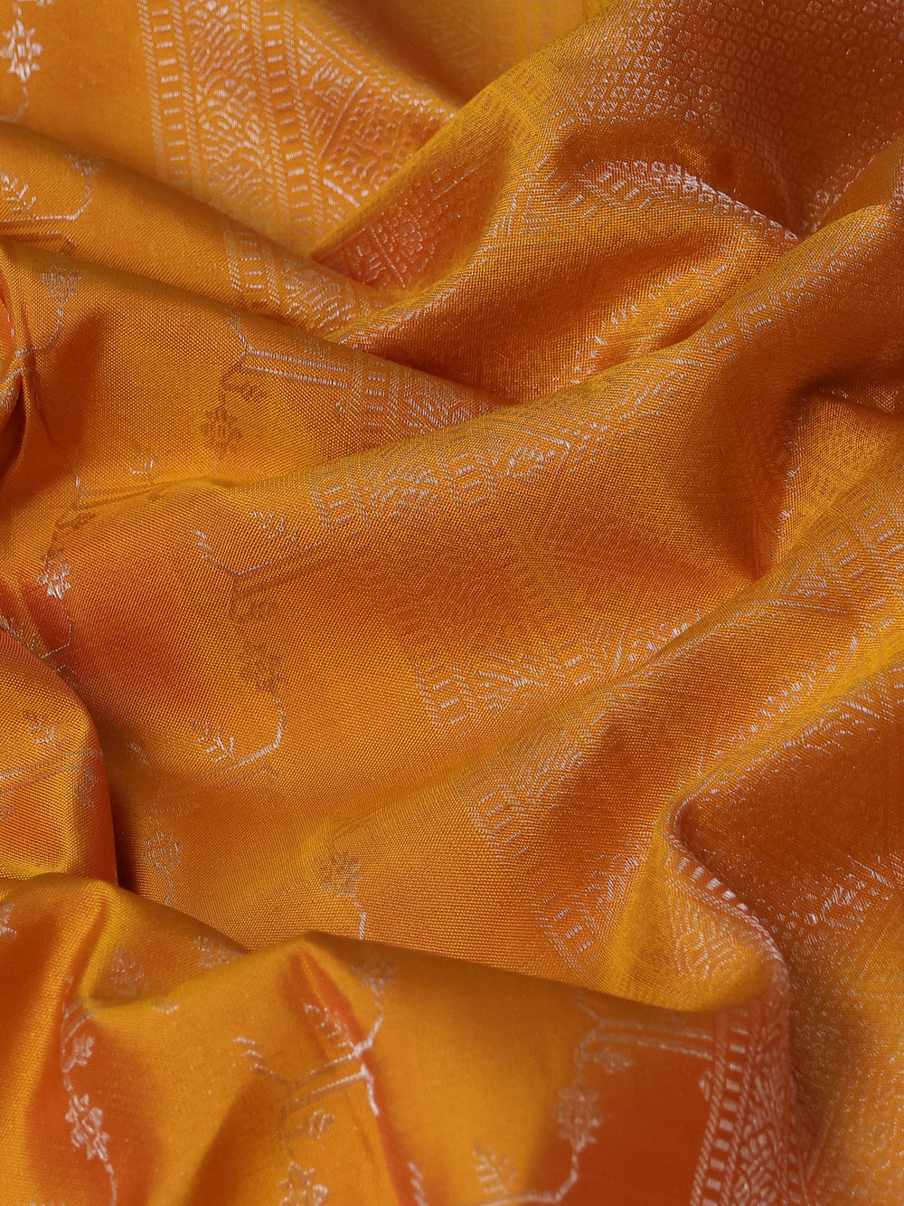 Mustard-Orange Pure Kanchipuram Silk Saree