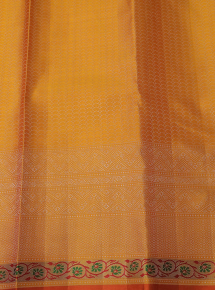 Mustard-Orange Pure Kanchipuram Silk Saree