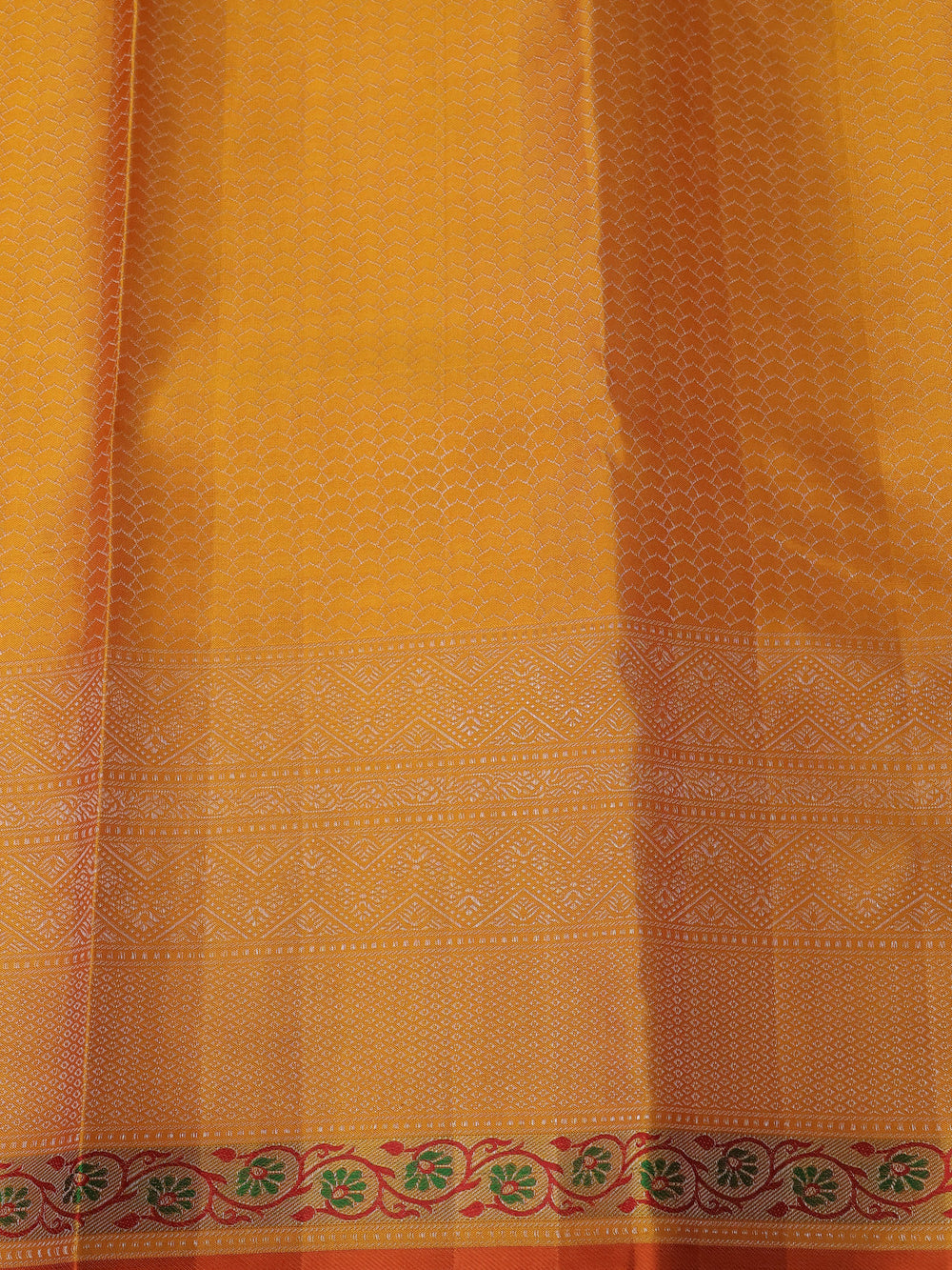 Mustard-Orange Pure Kanchipuram Silk Saree