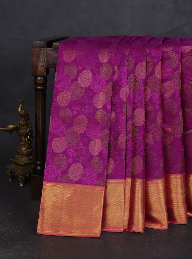 Purple-Golden Pure Kanchipuram Silk Saree
