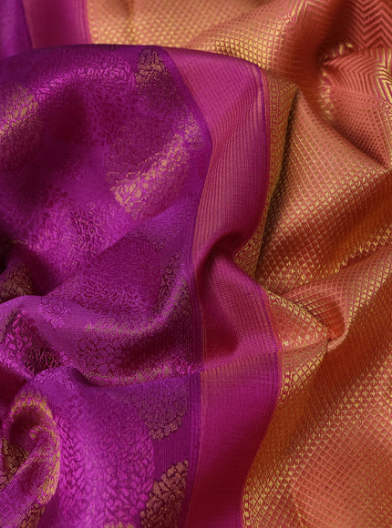 Purple-Golden Pure Kanchipuram Silk Saree