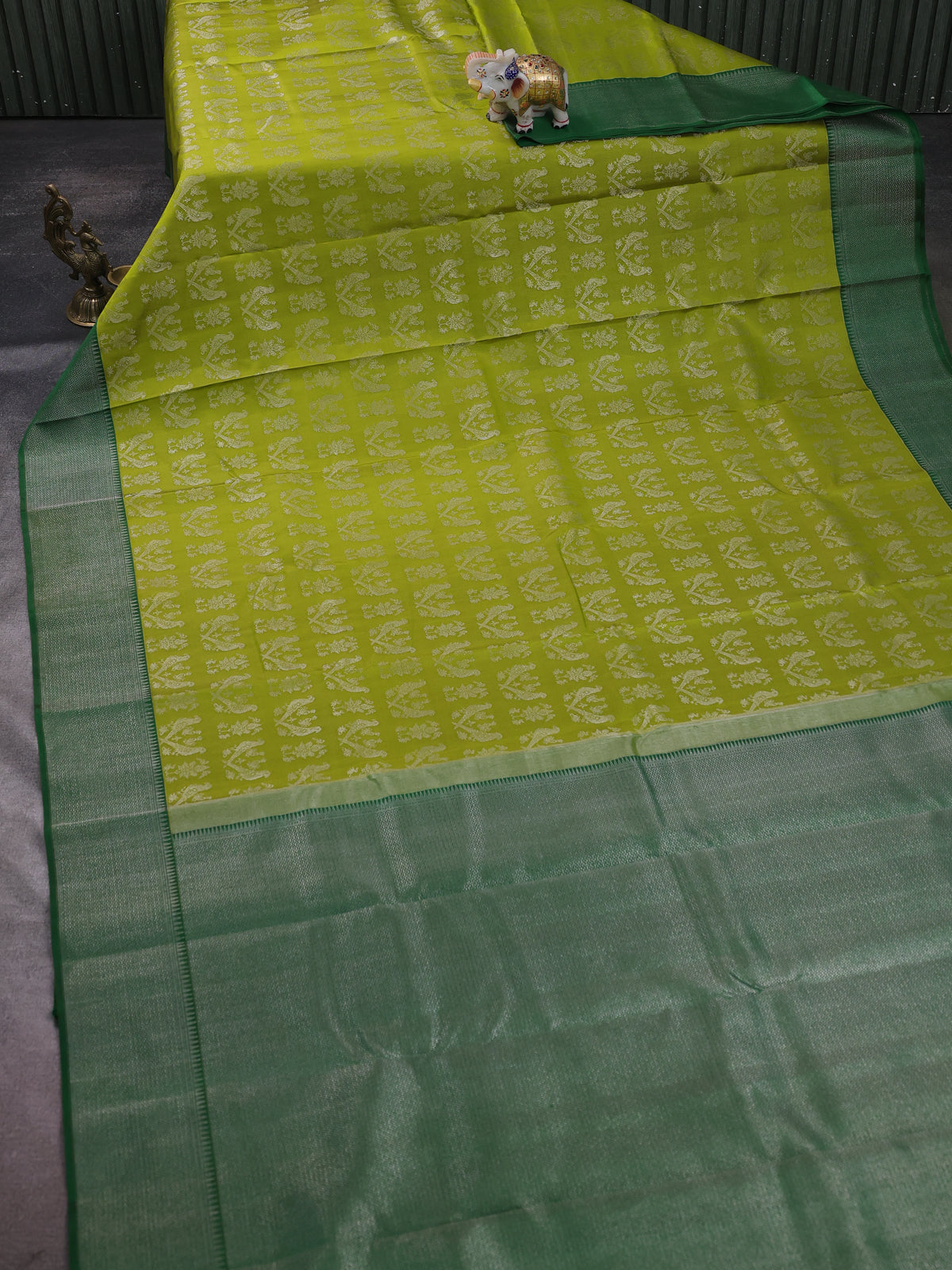 Lime -Green Pure Kanchipuram Silk Saree
